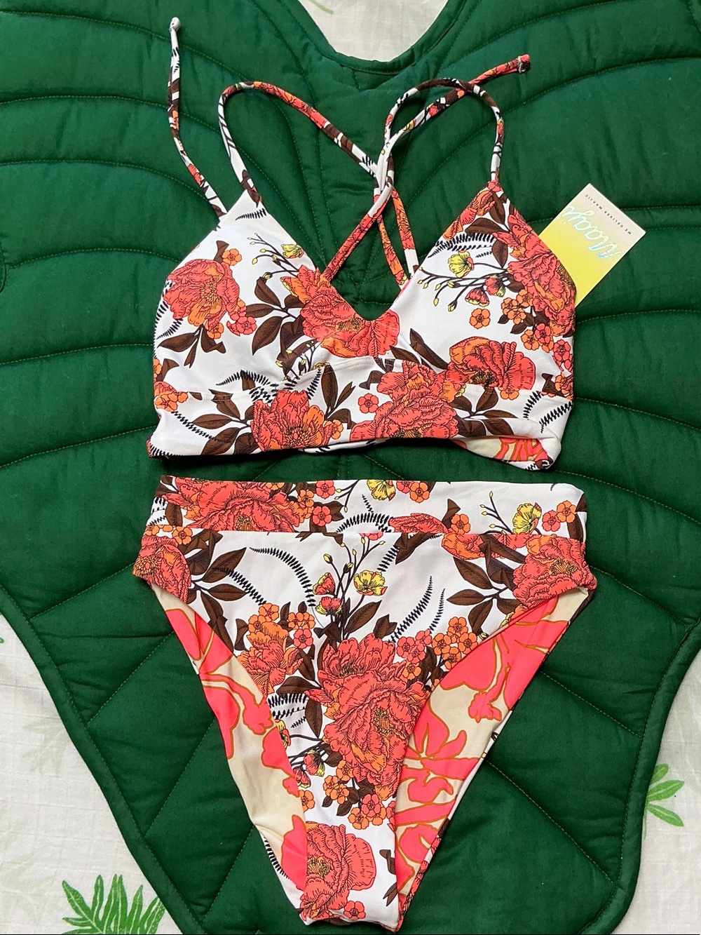 NWT Maaji swimwear reversible bikini set, both size M. Orange/brown.